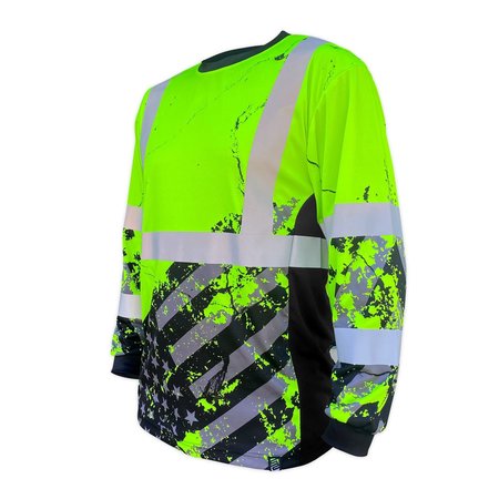 SAFETYSHIRTZ SS360 American Grit Class 3 Long Sleeve T-Shirt, Safety Green, 4XL 65111318XXXXL